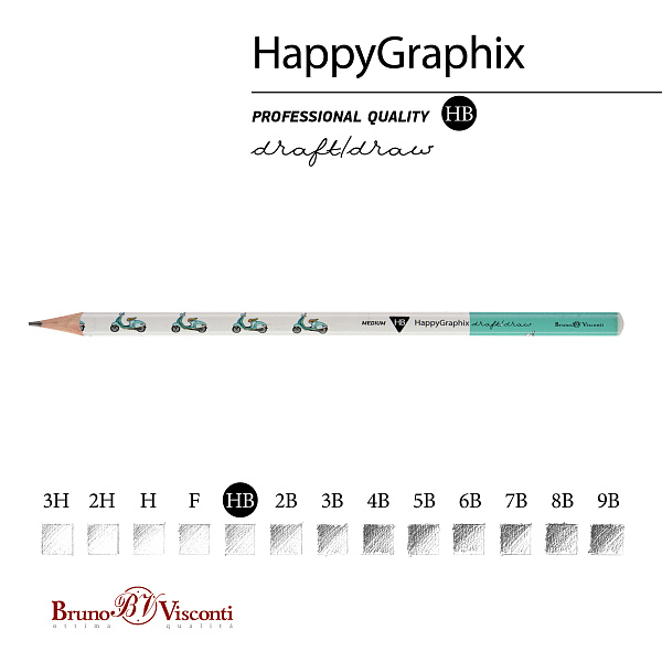 Карандаш ч/г HB "Happy Graphix" МОПЕДЫ 