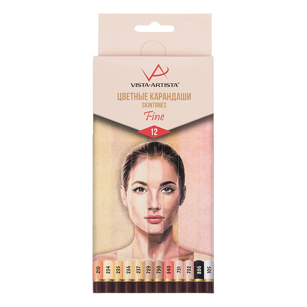 Карандаши Скинтонс 12 цв. "VISTA-ARTISTA" Fine  заточенные