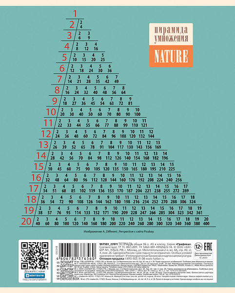 Тетрадь 24 листа в клетку "Nature" 65г/кв.м 5 диз.в блоке скругленные углы