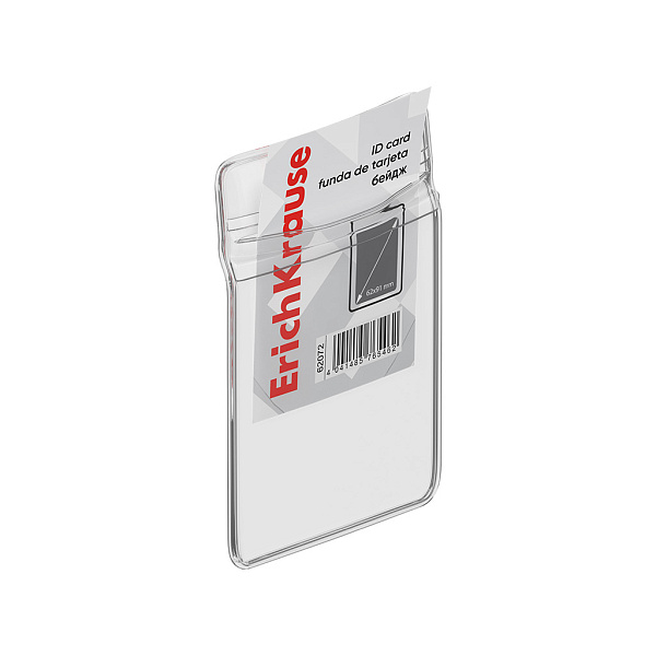 Бейдж вертикальный в комплекте с лентой ErichKrause вставка  62х91 мм, прозрачный, цвет ленты ассорти, в пакете