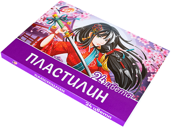 Пластилин 24 цв. Луч Классика 480 гр." Аниме" со стеком. Сиреневый (карт.уп.ка)