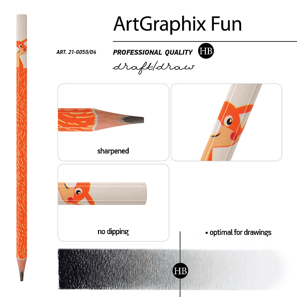 КАРАНДАШ ЧЕРНОГРАФИТОВЫЙ "ArtGraphix. Fun. Лисенок" НВ (пластиковый корпус) (10129060/310719/0019114,КИТАЙ)