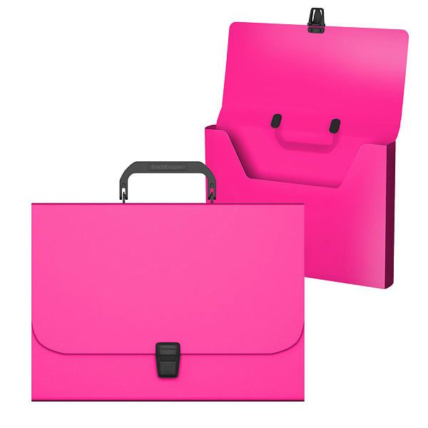 Портфель пластиковый ErichKrause® Matt Neon, A4, розовый 
