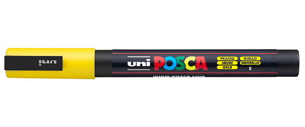 Маркер акрил. POSCA PC-3M жёлтый, 0.9 - 1.3 мм,пулевидный наконечник(номерцвета 2)
