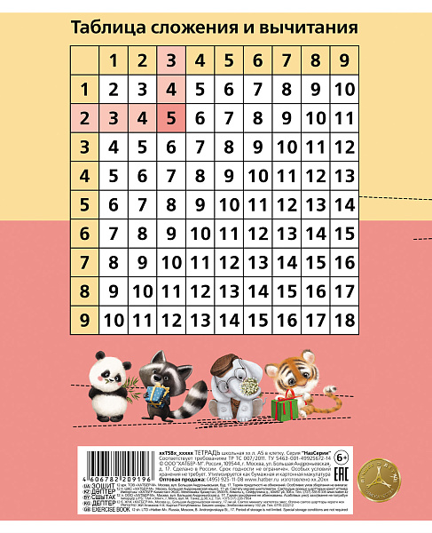 Тетрадь 12 листов в крупную клетку "Зоозаврики" 65г/кв.м на скобе   5 диз.в блоке скругл.углы