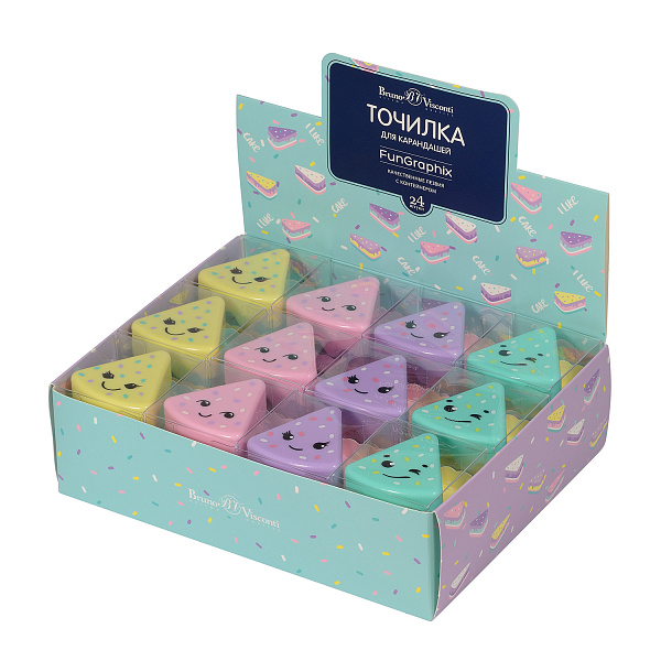 Точилка с контейнером "FunGraphix. Кексик", 3 цвета