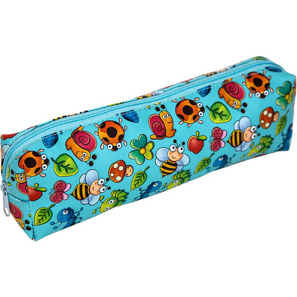 Пенал "Attomex. Have Fun" 20x7x3,5 см, прямоугольный для 50 предметов, на молнии, искусственная кожа с рисунком, ассорти 3 дизайна