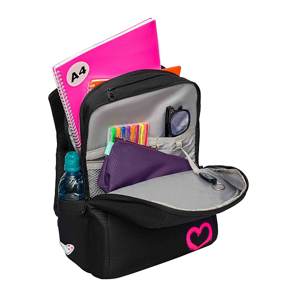 Рюкзак школьный с картхолдером на держателе (/2 черный - розовый)