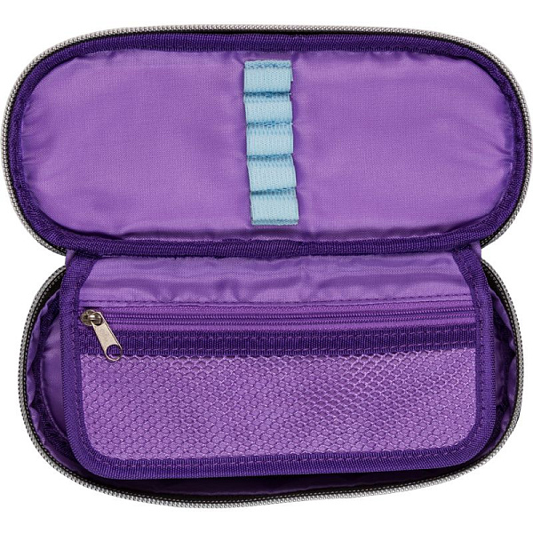 Пенал "deVENTE. City Girl" 210x80мм овальный для 50 пр.на молнии с внутренним органайзером-створкой, текстильный с каучуковой аппликацией, 