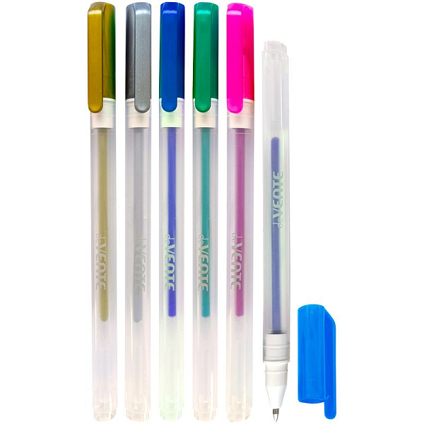 Набор ручек гелевых 6 шт."deVENTE. Hit Metallic" 6 цветов металлик, d=0,8 мм, прозрачно-матовый корпус в пластиковом блистере
