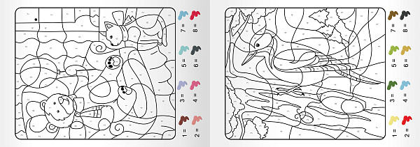 Альбом для рисования 20 листов на склейке + 4 листа раскрасок по номерам "Влюбленные панды" выборочный лак.