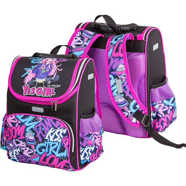 Ранец "Attomex. Lite. Yes Girl" школьный жесткий 34x27x20 см (14 л) вес 830 г, 1 отд.на молнии, вентилируемая спинка 