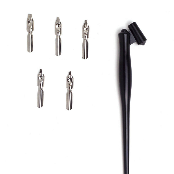 Перо для каллиграфии Малевичъ, 5 перьев с косым держателем