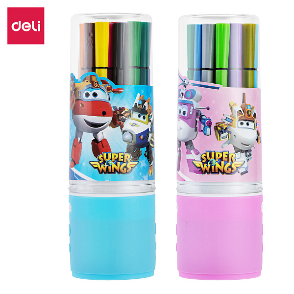 Фломастеры 18 цв. Deli  Super Wings пластиковая туба