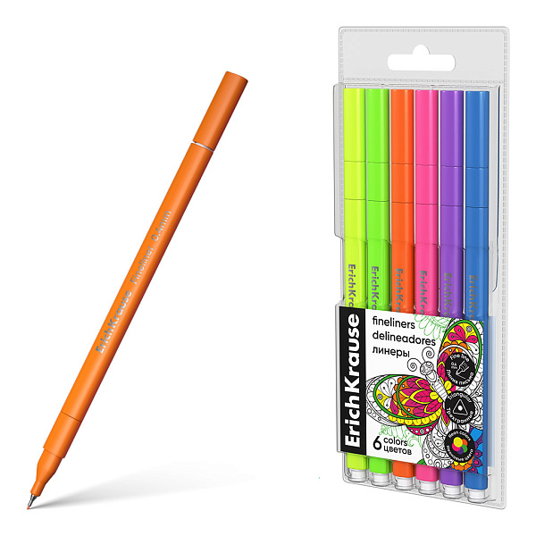 Линеры ErichKrause Art Spirit Neon 6 цветов (в футляре с европодвесом )