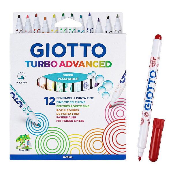 "Giotto" TURBO  ADVANSED Фломастеры суперсмываемые 12 цв