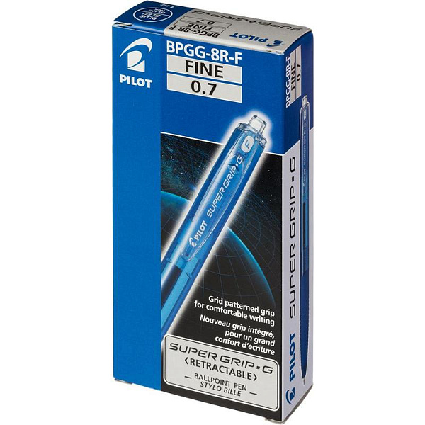 Ручка шариковая автомат. 0,7 мм Pilot Super Grip G, СИНЯЯ с резиновым грипом,чернила на масляной основе