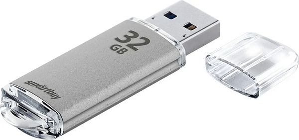 USB Флэш-драйв 32ГБ Smart Buy V-Cut, USB 2.0, металлический корпус, серебристый