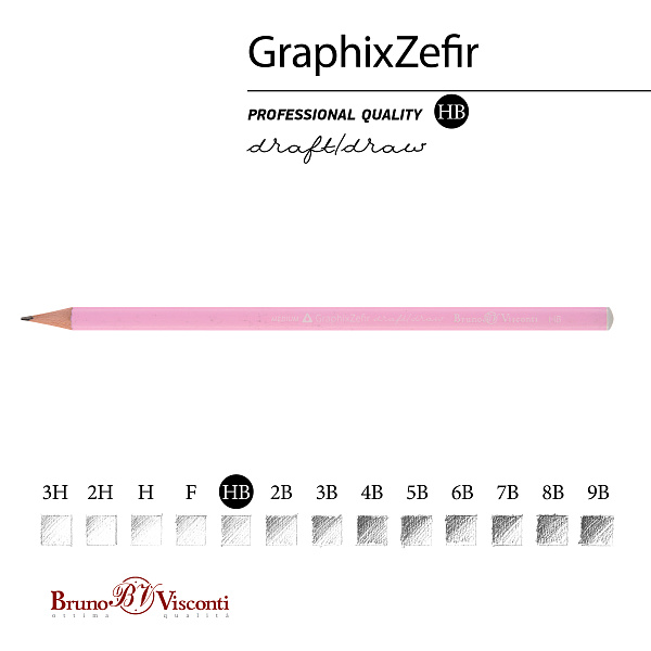 Карандаш ч/г НВ "Graphix Zefir" НЕЖНО-РОЗОВЫЙ 