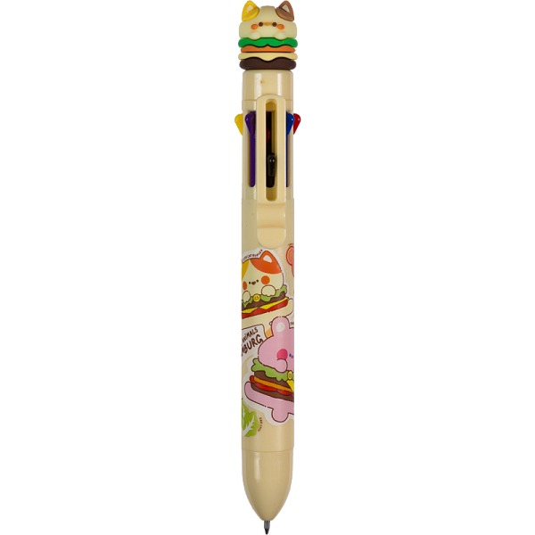 Ручка шариковая автомат. 0,7 мм deVENTE. Cute Hamburger 8 цв СИНЯЯ с декор. элементом,чернила на масл основе