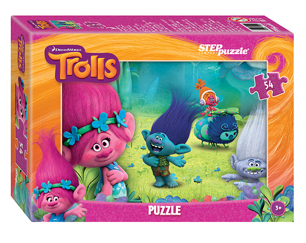 Пазлы 54 эл. А5 "Trolls"  (10видов) (DreamWorks)