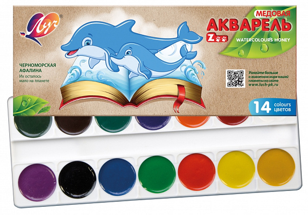 Акварель 14 цв. б/к "ZOO" к/уп.