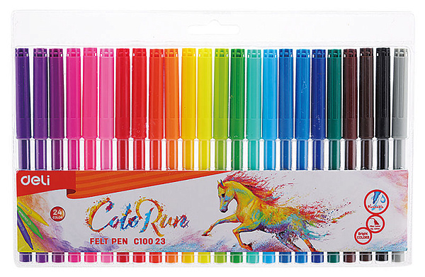 Фломастеры 24 цв. Deli ColoRun вентилируемый колп. пакет с европодвесом