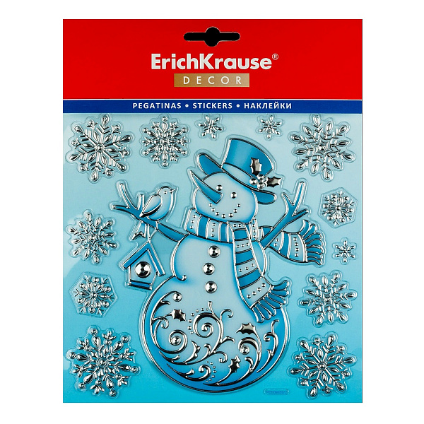 Набор наклеек ErichKrause® Decor Снеговик серебряный 18х23см