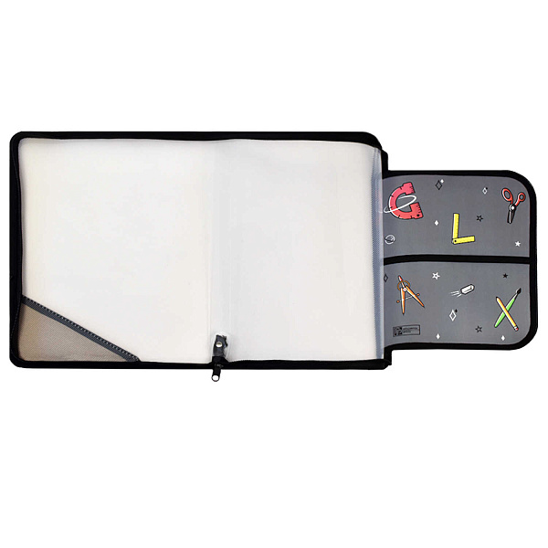 Папка для уроков труда пластиковая арт. / 12 ГЭЛЭКСИ (полипропилен, формат А4, 22.8x32.8 см, 1 отделение (-я), молния, внутренний разделитель с эластичными держателями для канцелярских принадлежн