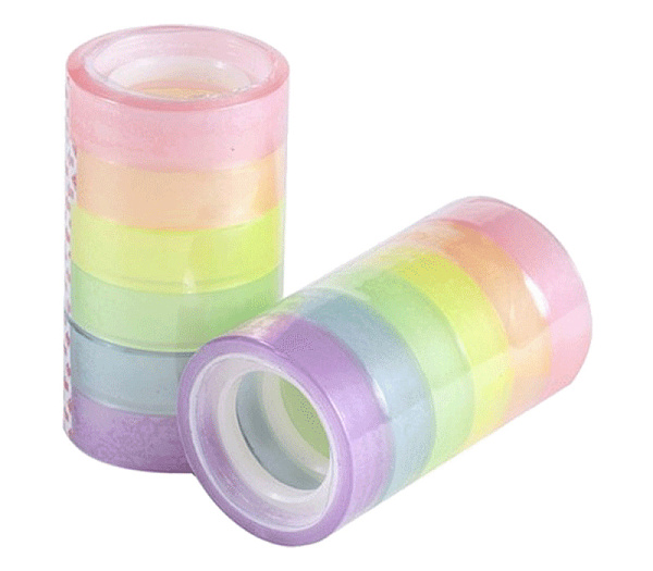 Клейкая лента канцелярская "deVENTE" пастельная 6 шт, полипропиленовая основа, прозрачная тонированная, 45 мкм, 12 ммx10 м, пластиковая втулка, цвета ассорти