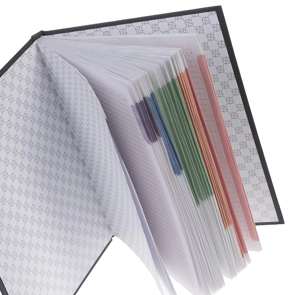 Бизнес-блокнот А5 80 л. кл. тв.переплет "Золотые страницы" 167х216мм 5-цв. блок запечат. форзац мат.ламин. 3D фольга