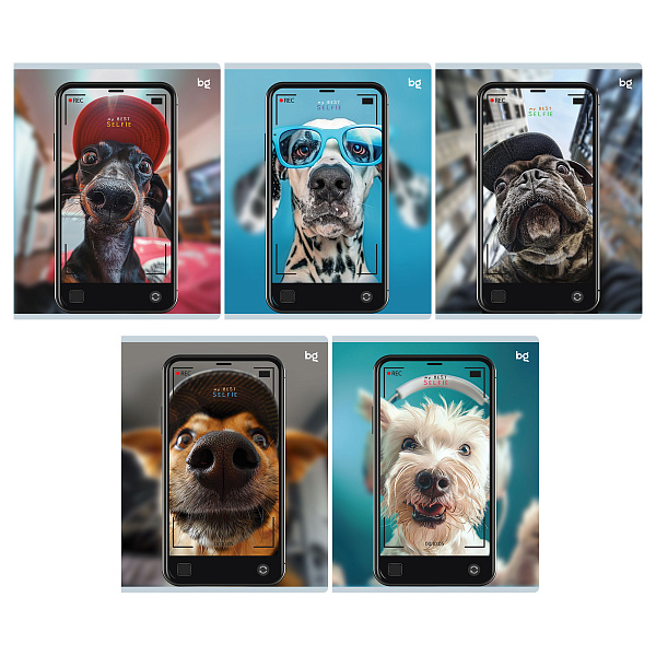 Тетрадь А5 48 листов в клетку, BG "Selfie", обложка мелованный картон, матовая ламинация , 60 г/м2