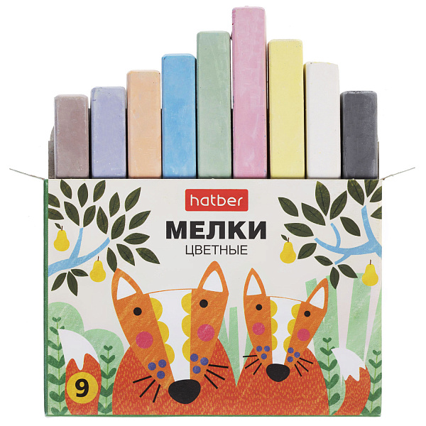 Мелки Hatber  Нарисуй-ка! 9 цв. в картонной коробке