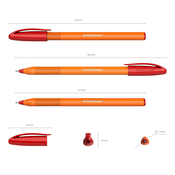 Ручка шариковая ErichKrause® U-108 Orange Stick 1.0, Ultra Glide Technology, цвет чернил красный (в коробке по 50 шт.)
