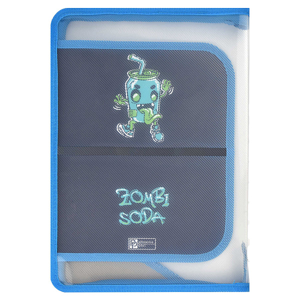 Папка для уроков труда пластиковая арт. / 12 ЗОМБО БАНКА (полипропилен, формат А4, 22.8x32.8 см, 1 отделение (-я), молния, внутренний разделитель с эластичными держателями для канцелярских принад