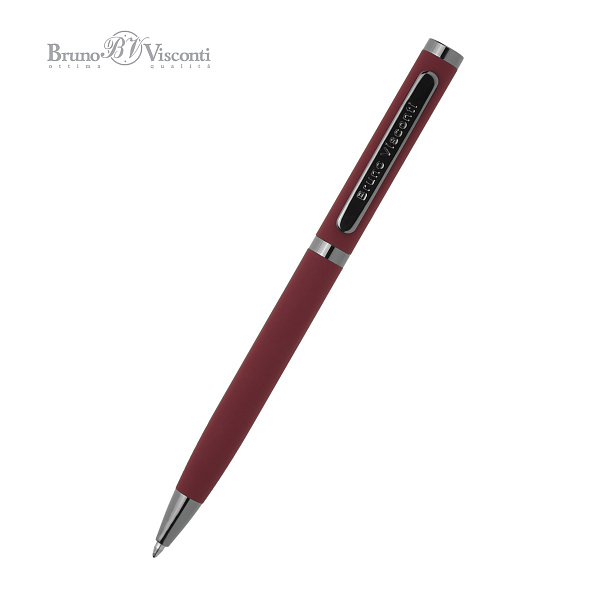 Ручка "FIRENZE" В SOFT TOUCH футляре 1.0 ММ, СИНЯЯ (корпус красный, футляр черный)