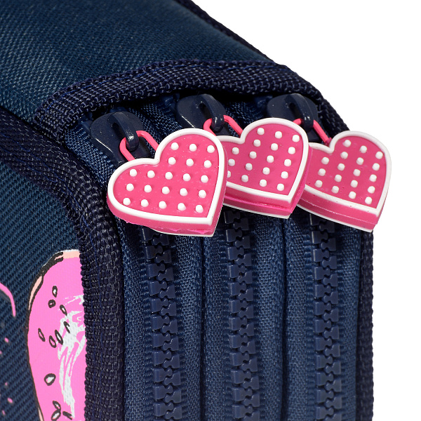 Пенал 3секц. д/дев. 200*130 "СЛАДКОЕ НАСТРОЕНИЕ.ДОНАТ" синий