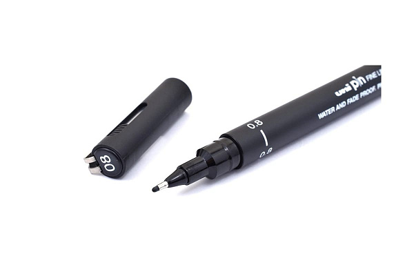 Линер Uni PIN08-200(S), черный, 0.8 мм.