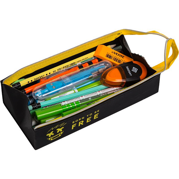 Пенал "deVENTE. Born To Be Free" 20x5x5 см, чёрный прямоуг.для 40 пр., силиконовый,на молнии, с ручкой, в пластик.коробке с европодвесом, 