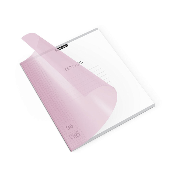 Тетрадь с пластиковой обложкой на скобе ErichKrause® Классика CoverPrо Pastel, розовый, А5+, 96л. клетка