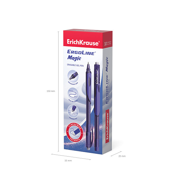 Ручка гелевая сo стираемыми чернилами ErichKrause® ErgoLine® Magic, цвет  чернил синий (в коробке)