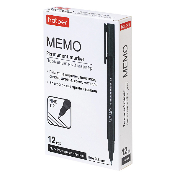 Маркер перм. 0,5 мм Hatber Memo  Черный 