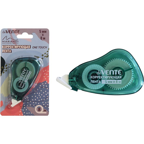 Корректир. лента 5мм х 8м "deVENTE. Marandi" полупрозрачный изумрудный корпус, фронтальный аппликатор, в картонном блистере