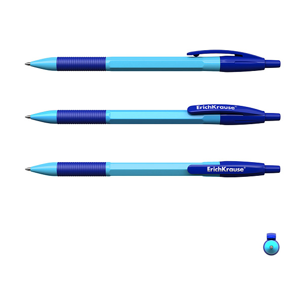 Ручка шариковая автомат. 1,0 мм ErichKrause R-301 Matic&Grip Neon СИНЯЯ