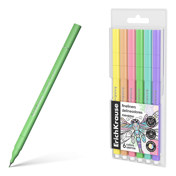 Линеры ErichKrause Art Spirit Pastel 6 цветов (в футляре с европодвесом)