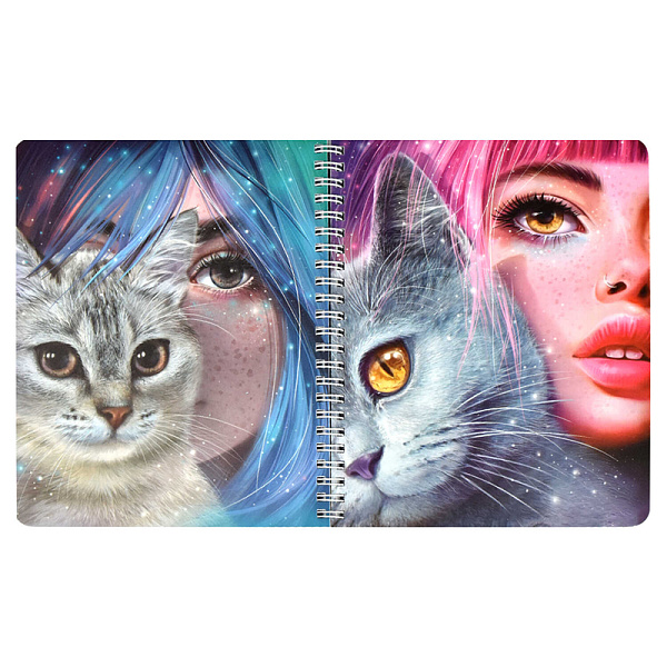 Тетрадь 96 л. кл./лин. на гребне "Double book" "ЗЕРКАЛО ДУШИ" /А5, облож.- полипропилен, мягкий переплёт, двойная тетрадь с 4-мя обложками/