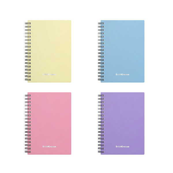 Тетрадь А6 80 листов в клетку пластиковая обложка на спирали ErichKrause Pastel, MIX-PACK