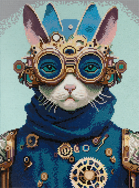 Алмазная мозаика 30*40 "ФРЕЯ" на подрамнике "Кот в стиле стимпанк"