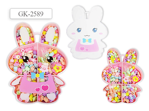 Набор бусин с леской в пластиковом контейнере ЗАЙЧИК