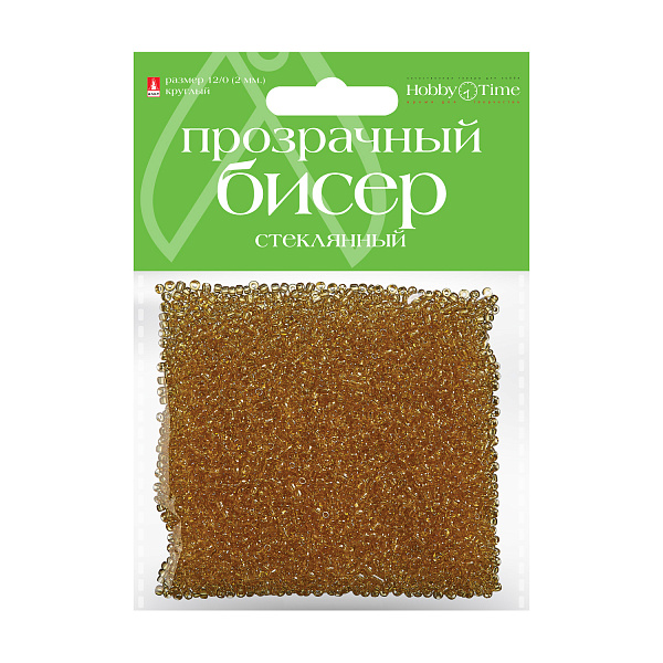 Бисер круглый прозрачный калибровочный, 2 мм, 60 гр, ЗОЛОТОЙ, №2